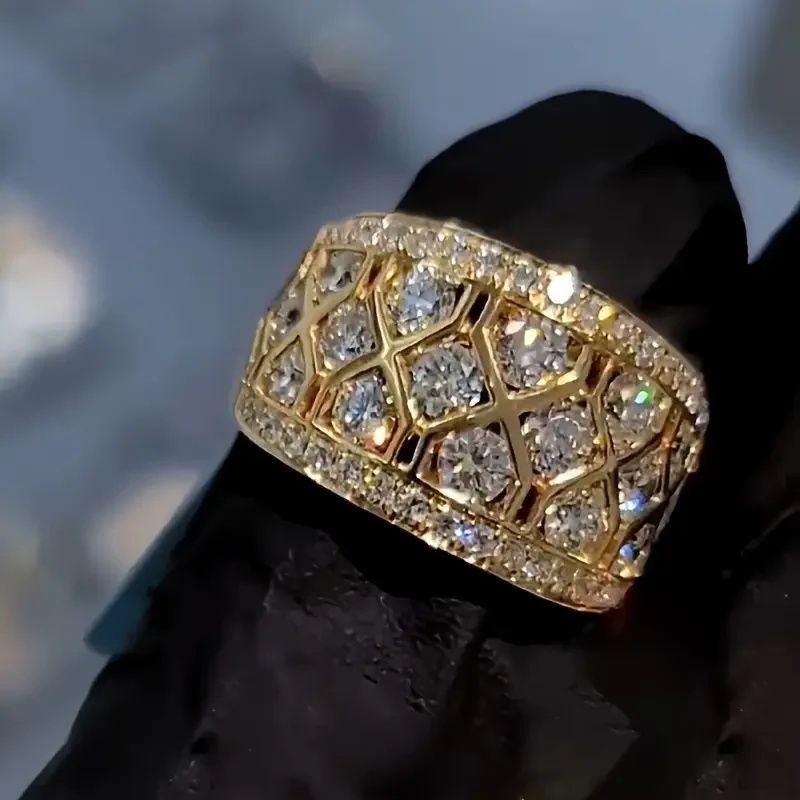 Italian Wide Hollow Diamond Ring