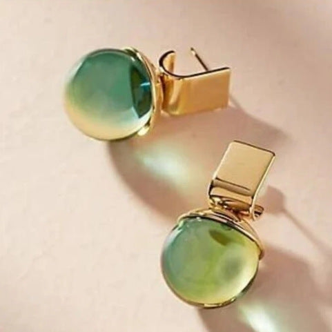 Green Crystal Fringe Ear Studs