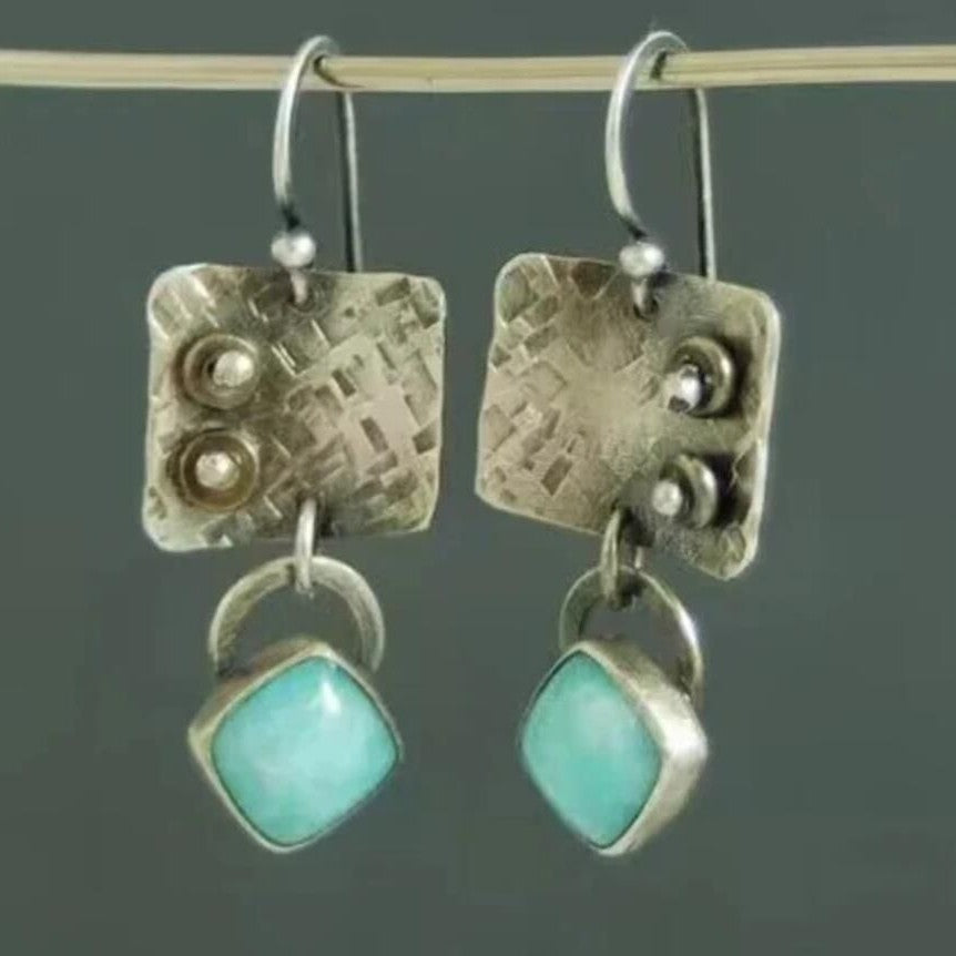 Geometric Turquoise Ear Drops