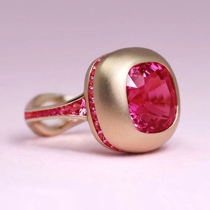 Brass Gold-Plated Ruby Ring