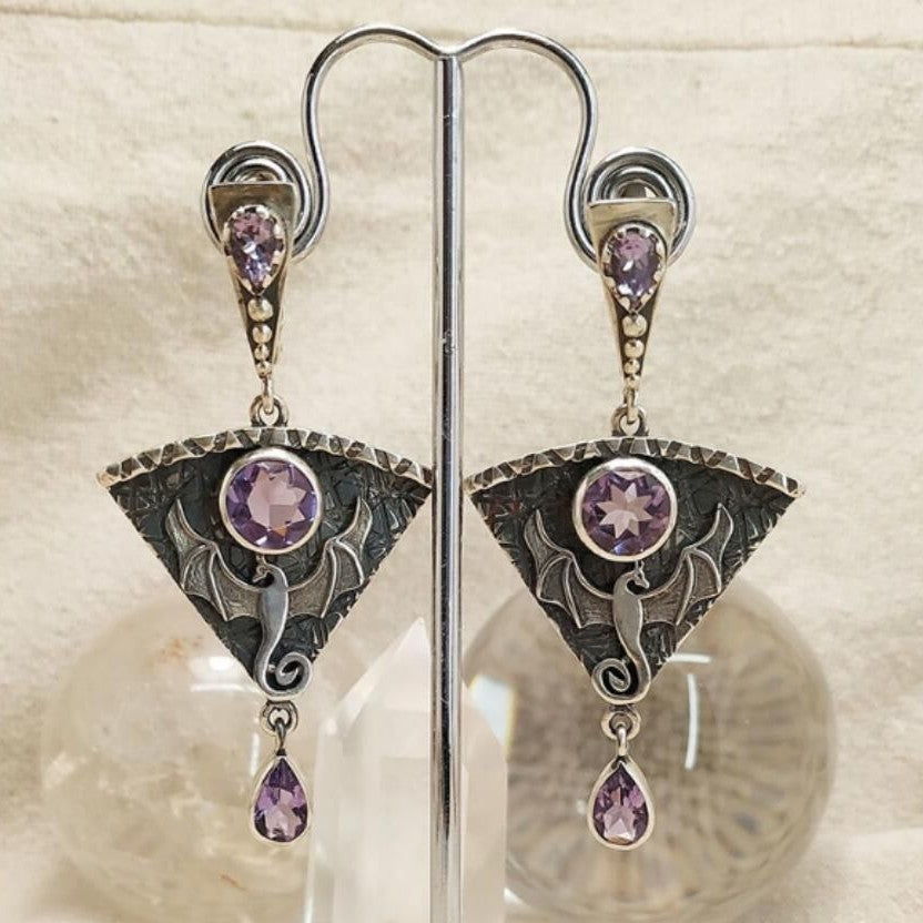 Pink Stone Punk Earrings