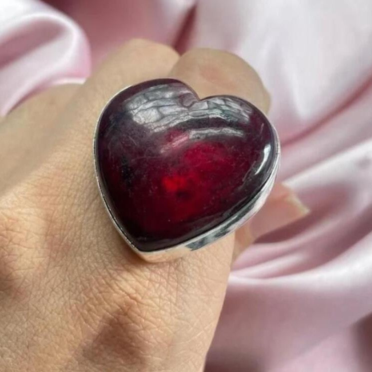 Blood Red Ruby Heart Ring