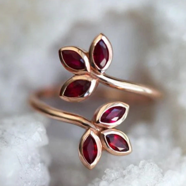 Gold Leaf Zircon Open Ring