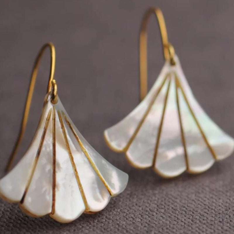 Fan-Shaped Resin Scallop Earrings