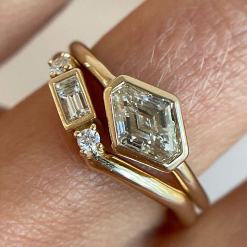 Moissanite Diamond Ring Set | Geometric Fashion Rings