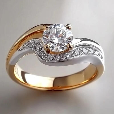 Dual-Tone Wedding Ring Set