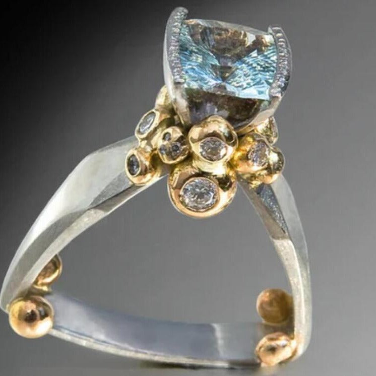 Triangle Blue Topaz Ring | Gold Tone Jewelry