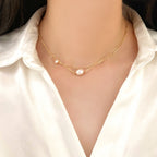 Korean style simple freshwater pearl necklace