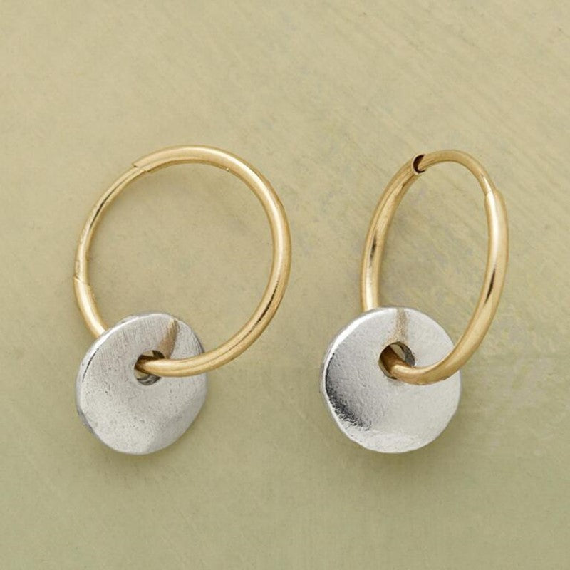 Dual-Tone Round Circle Earrings