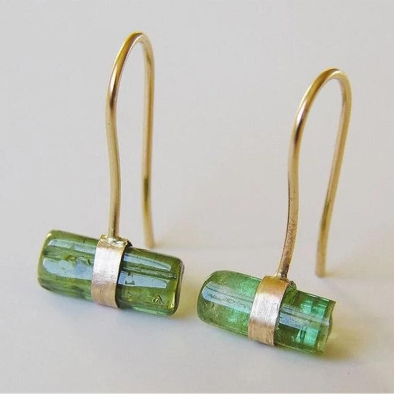 Green Crystal Pearl Party Earrings