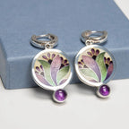 Creative flower inlaid purple diamond earrings