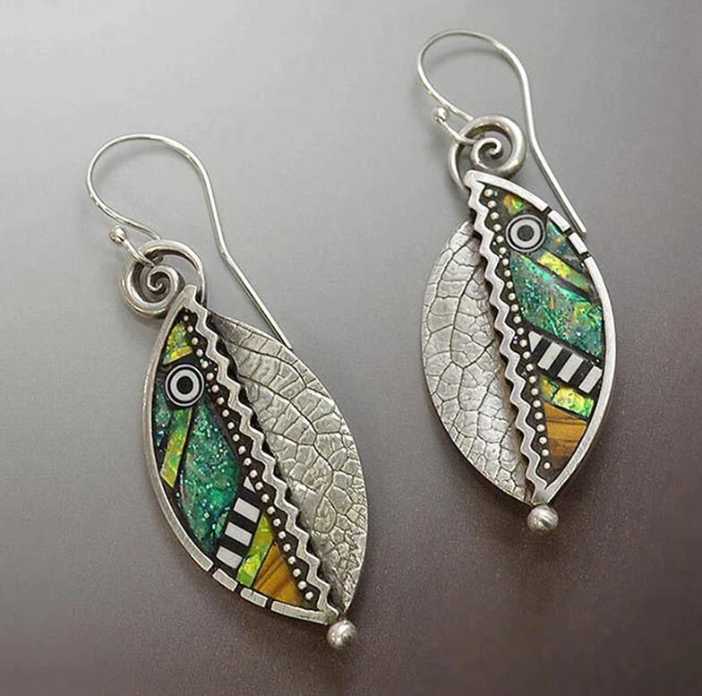 Abstract Rainbow Leaf Ear Drops