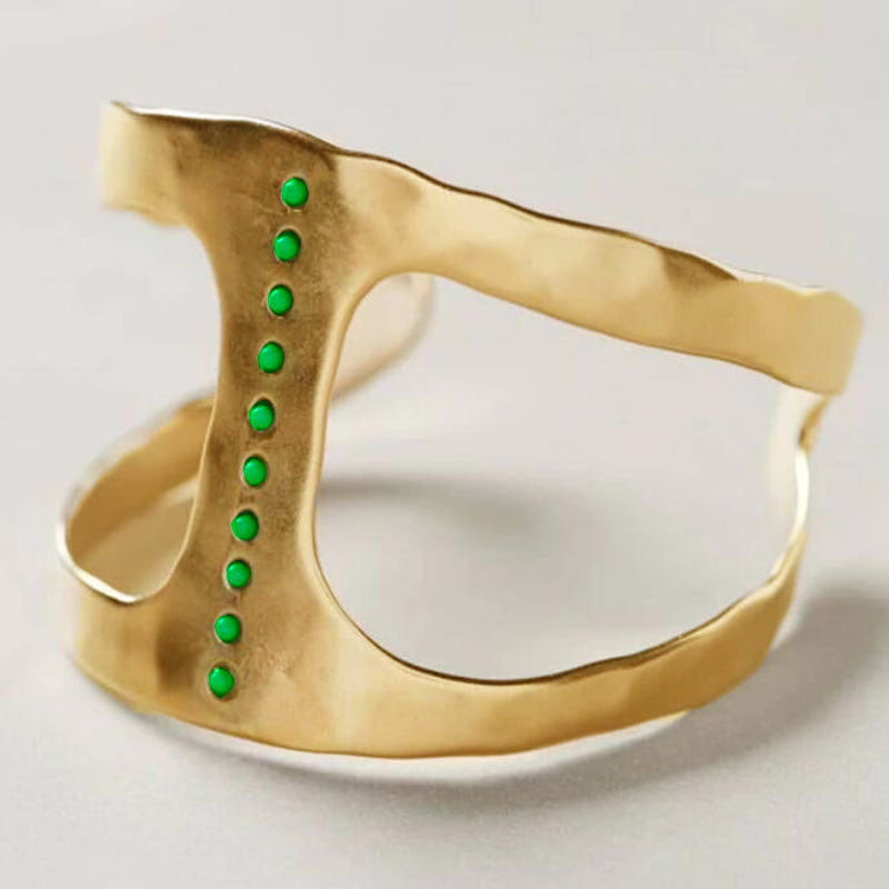 Open Emerald Zircon Geometric Ring | Gold Accessories
