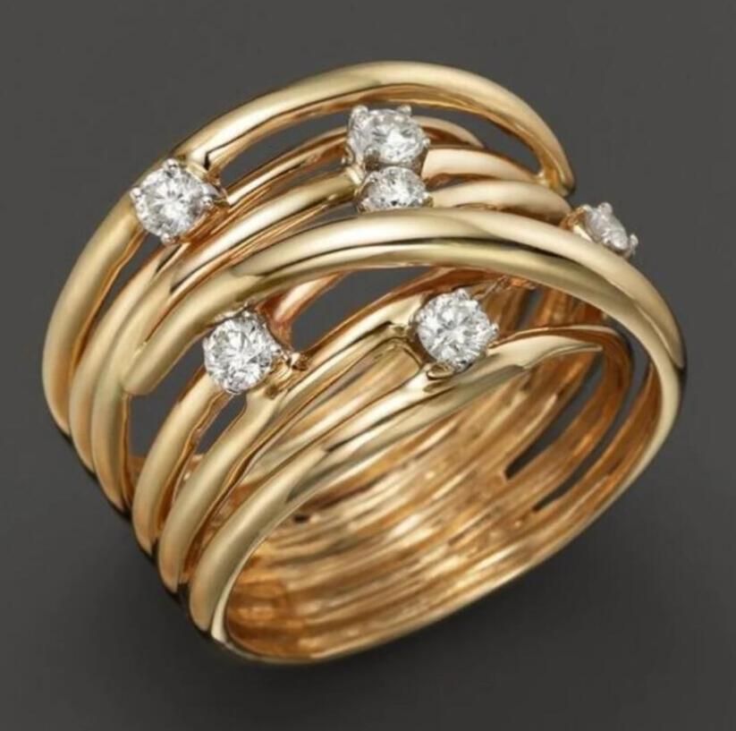 French Vintage Gold Crystal Ring