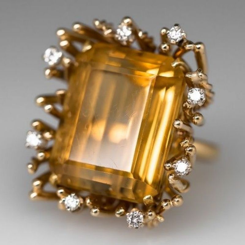 Square Zircon Floral Ring