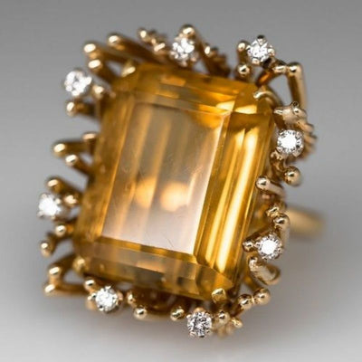 Square Zircon Floral Ring
