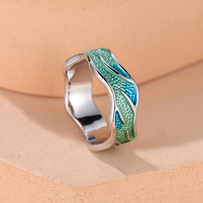 Mint Enamel Starburst Ring | Ocean Theme Jewelry