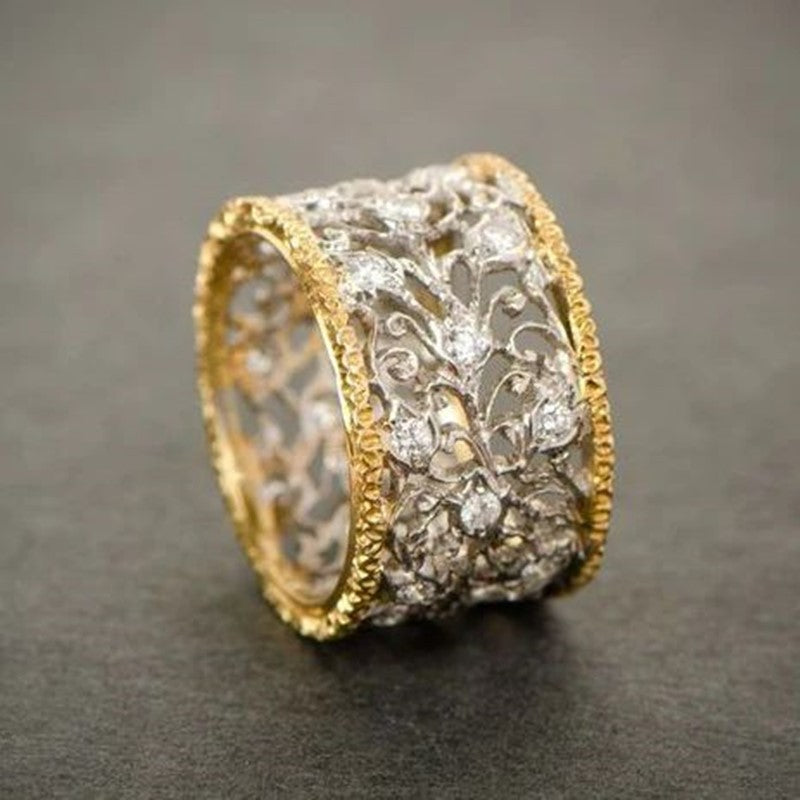 French retro Baroque style exquisite hollow ring