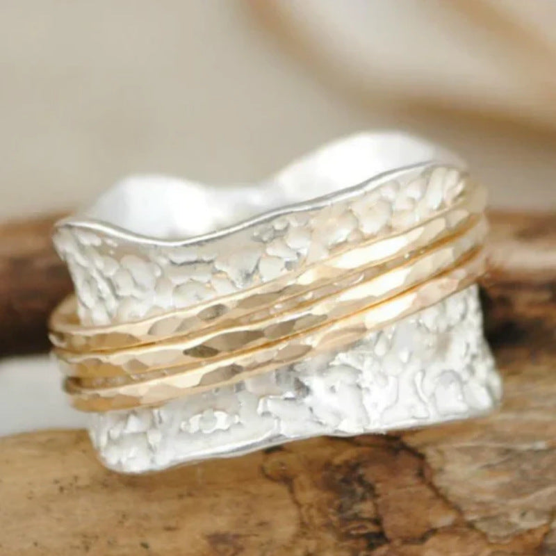 Hand-Carved Triple Band Brass Ring | Men's Rings