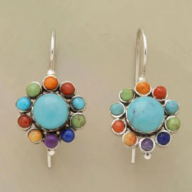 Bestselling Retro Boho Multi-Color Turquoise Earrings (Hand-Inlaid · Office-Ready Style)