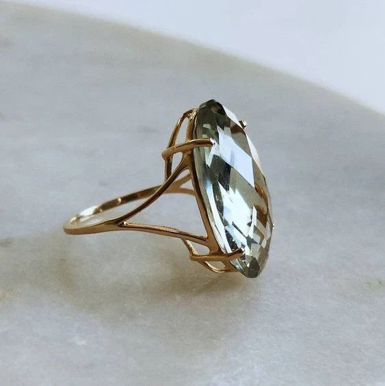 Four-Prong Oval Zircon Ring