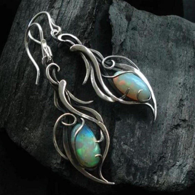 Silver Moonstone Geometric Earrings