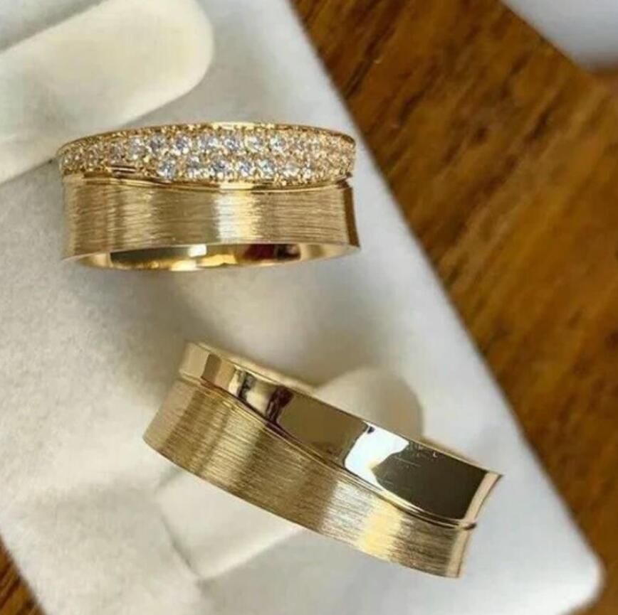 Brass Gold-Plated Wide Zircon Couple Set