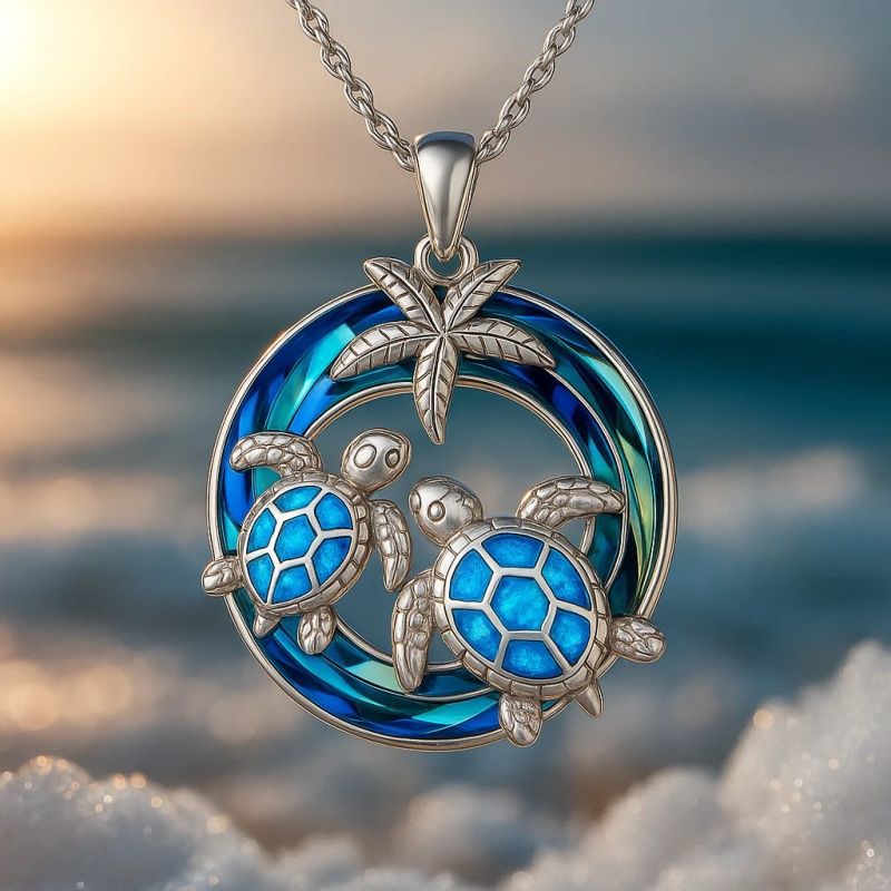 Ocean style pendant turtle and starfish design light luxury high-end necklace
