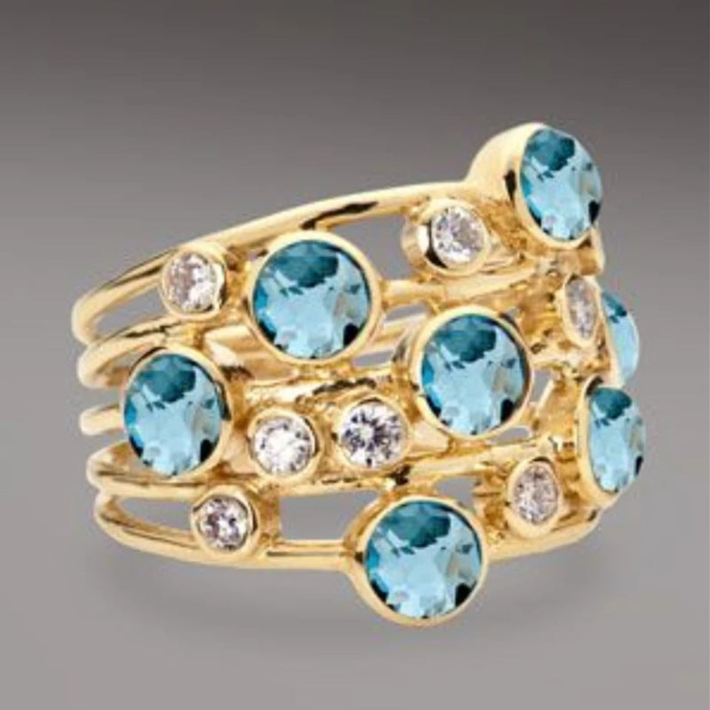 French Geometric Hollow Gold Zircon Ring