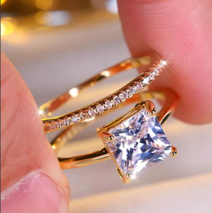 Square Zircon Gold Ring