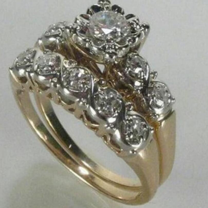 Wide Statement Zircon Wedding Ring | Gold Party Rings