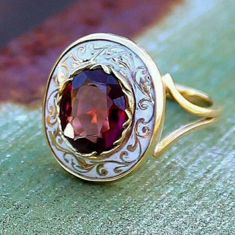 Deep Red Zircon Ring
