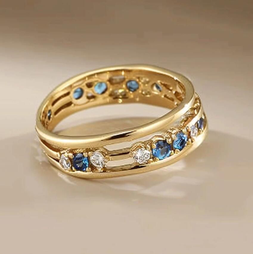 Copper Color Zircon Couple Ring