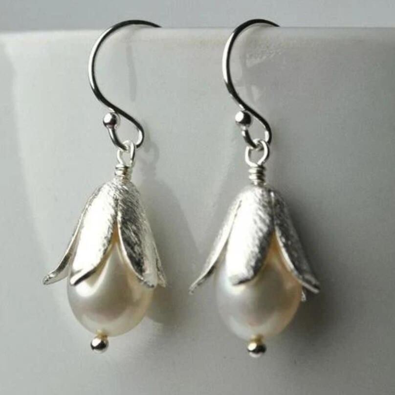 Baroque Pearl Bud Vintage Earrings