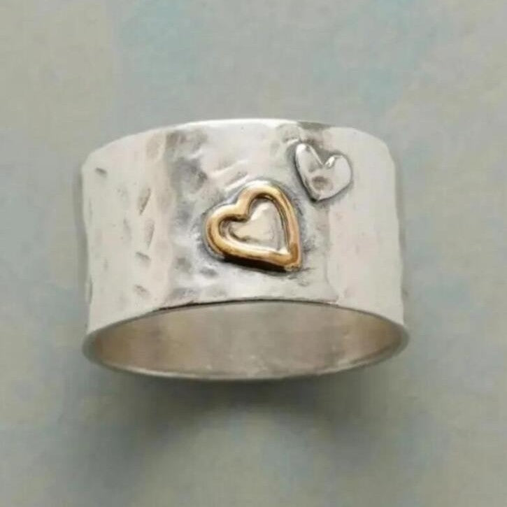 Dual-Tone Heart Couple Ring