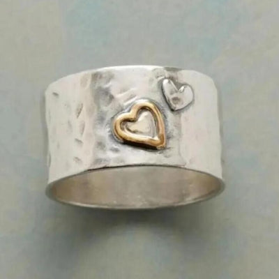 Dual-Tone Heart Couple Ring